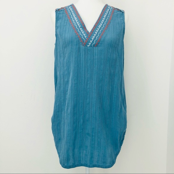 ⭐️Prana⭐️Heloise Tunic Embroidered Blue Cotton Tank Top Active Outdoors Wo's S - Picture 2 of 12